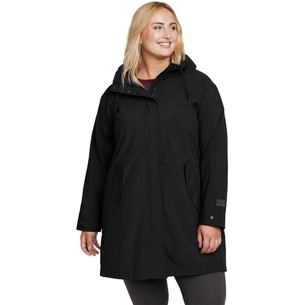 Elegant Women's Waterproof Trench Coat - Medium, Black - Stylish Weather Shield